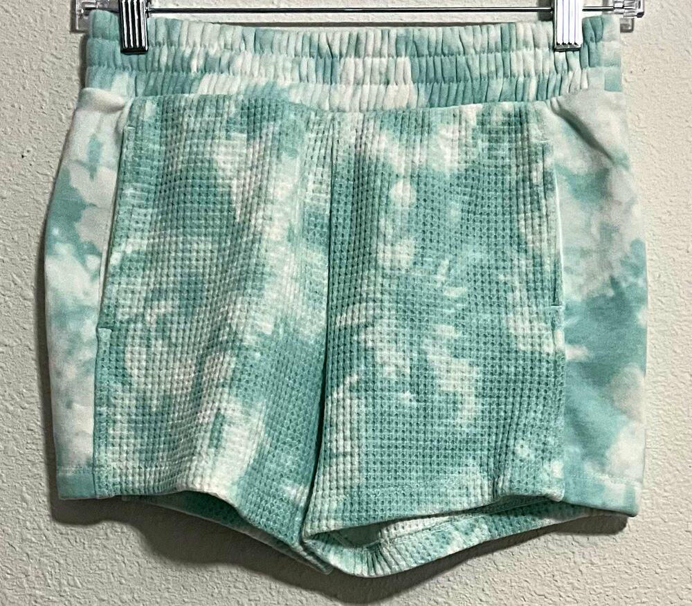 Limited Too Girls Green/White Tie-Dye Knit Stretch Shorts Elastic Waist L 12/14